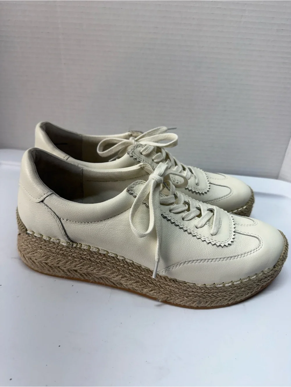 Dolce Vita Jaja Lace Up Espadrille Platform Sneakers NEW Cream/White Size 9.5